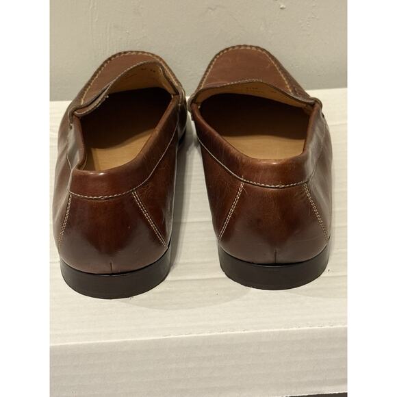 Martin Dingman Brown Leather Penny Loafers Men’s 11.5 Made in Brazil Dress Shoes - Picture 6 of 11